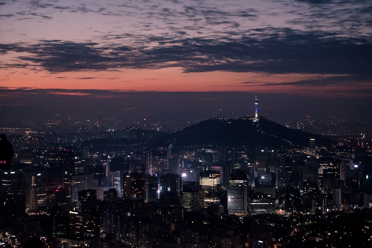 Seoul city skyline at dusk
